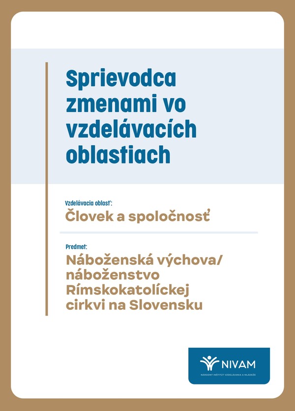 Náhľad titulnej strany Sprievodcu vzdelávacej oblasti Človek a spoločnosť - náboženská výchova Rímskokatolíckej cirkvi