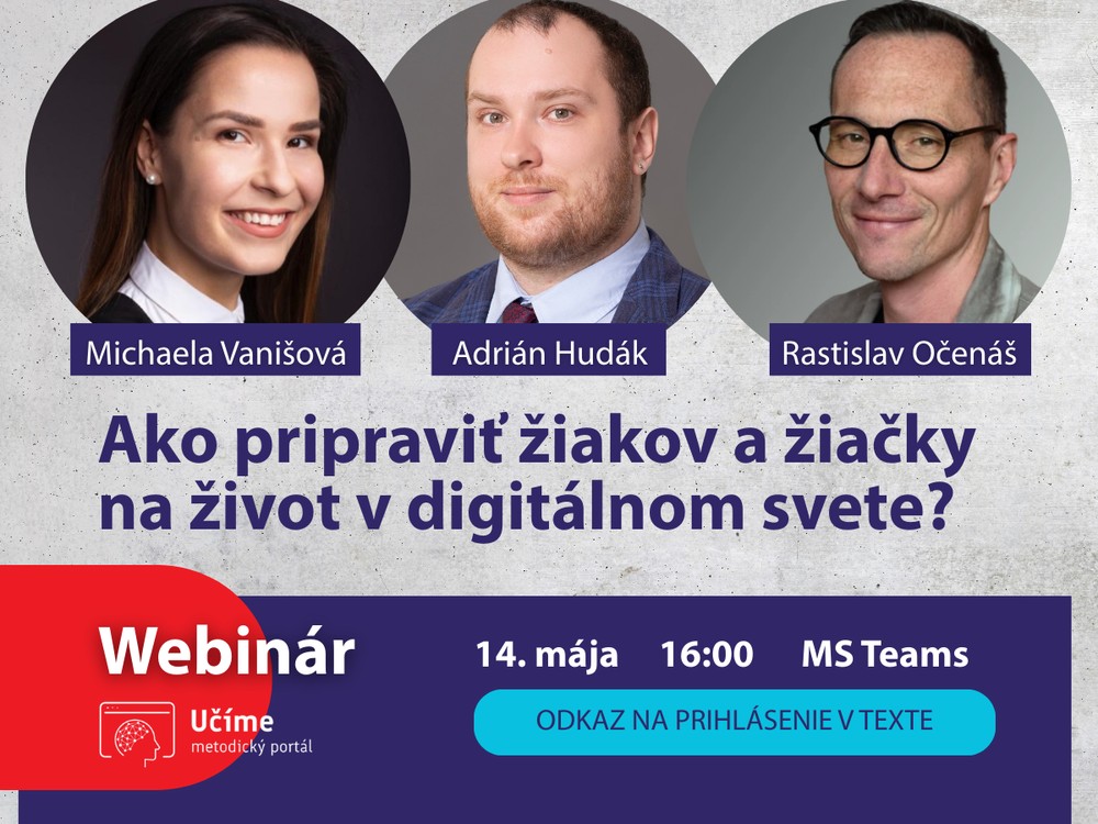 Obrázok: Propagačný banner k webináru s fotografiami prednášajúcich
