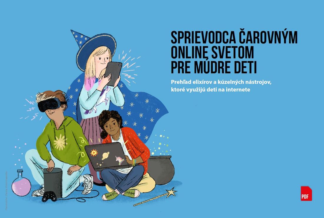 Ilustračný obrázok: titulná strana príručky Sprievodca čarovným online svetom pre múdre deit