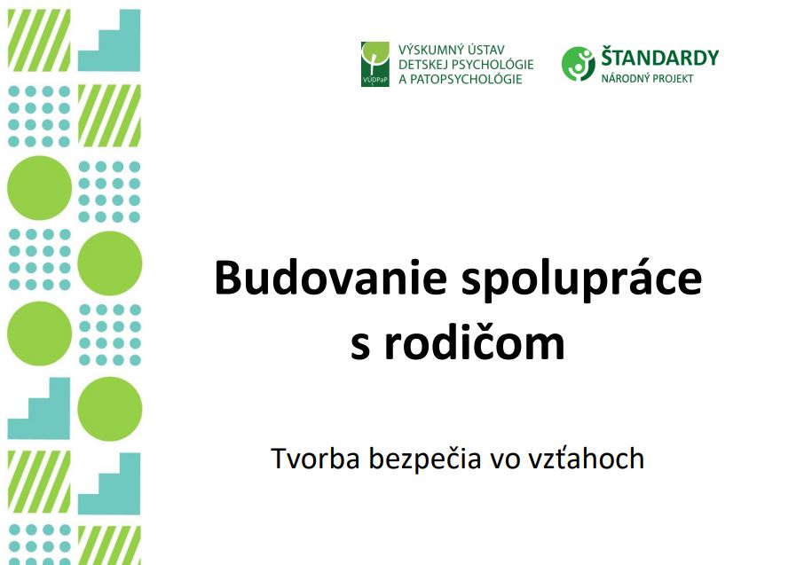 Ilustračný obrázok: titulná strana publikácie Budovanie spolupráce s rodičom