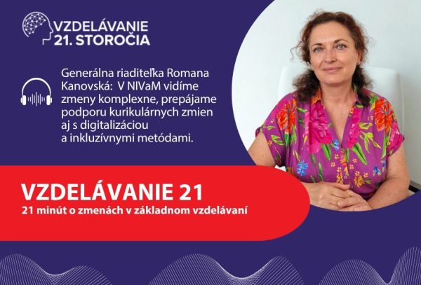 Promo banner epizódu podcastu Vzdelávanie 21 s Romanou Kanovskou