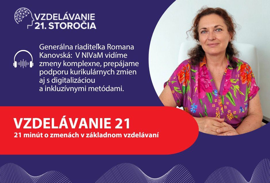 Promo banner epizódu podcastu Vzdelávanie 21 s Romanou Kanovskou