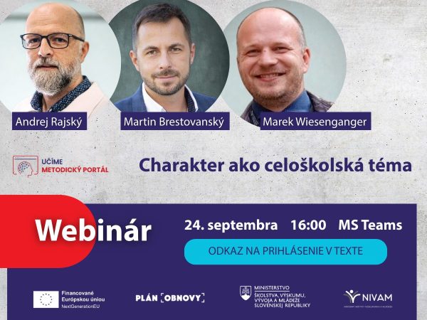 Promo banner k webináru Charakter ako celoškolská téma