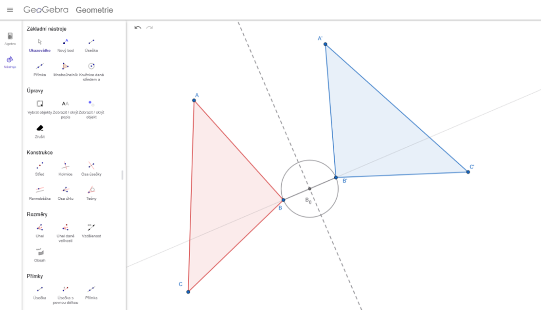 Náhľad na pracovné prostredie v kalkulátore Geometria
